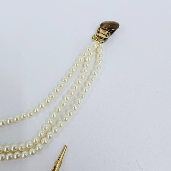 Vintage Sweater Clasps Clips Costume Jewelry Bundle Set of 3 Pearl Bead Classic - Picture 5 of 12